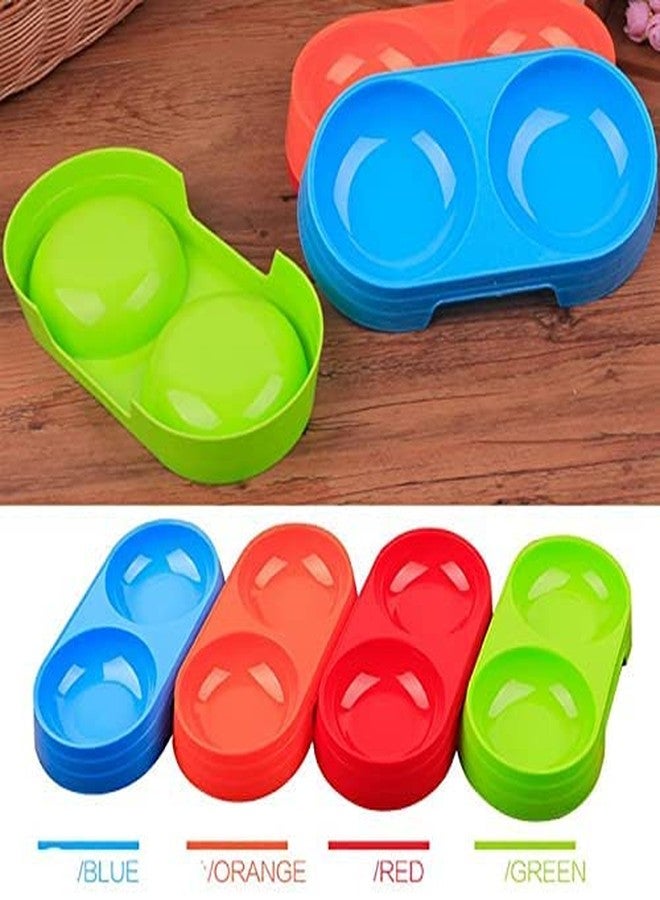 Pups&Pets Non-Slip, Non-Toxic Pet Feeding Plastic Cat Face Shaped Double Bowl Food & Water Feeder 2-in-1 Bowl for Dogs and Cats (Multicolor) - Image 2